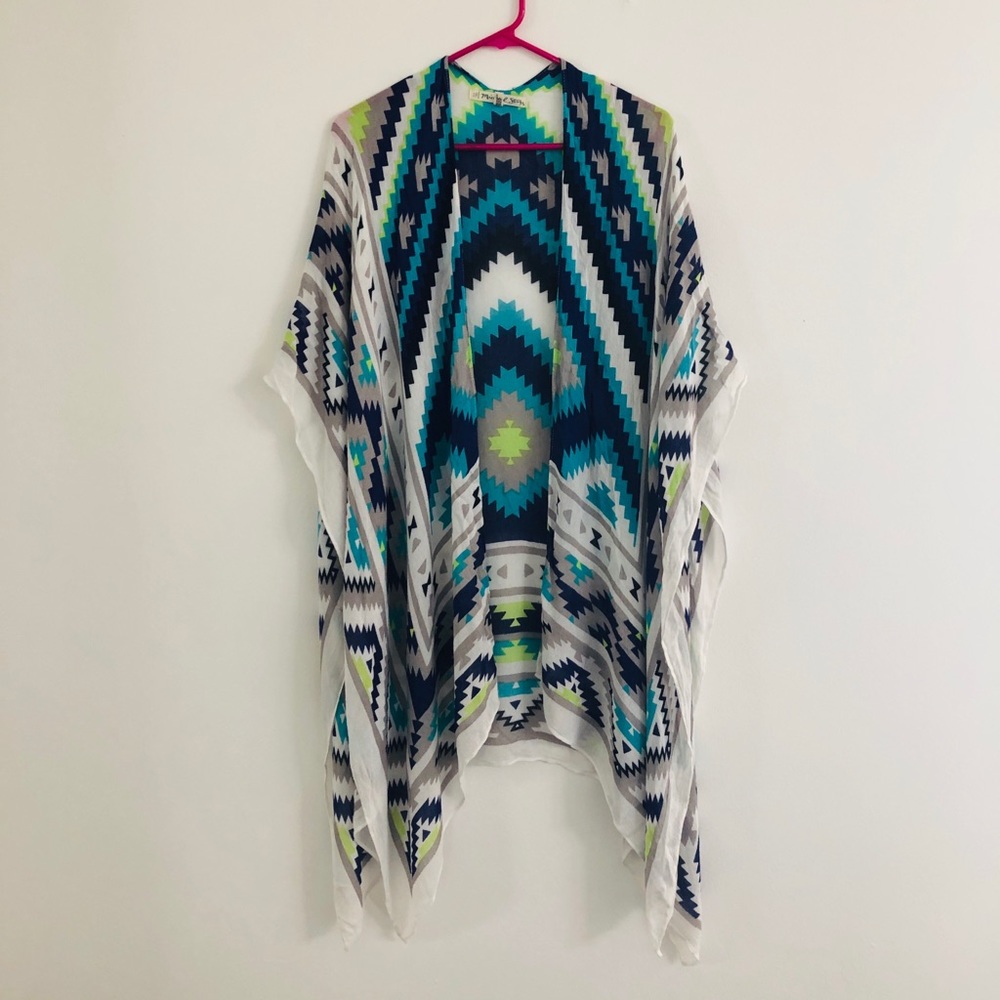 Michael Stars Turquoise Aztec Shawl
